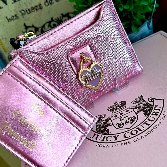 New Juicy Couture metallic blush wallet with pull out card case - Picture 1 of 16